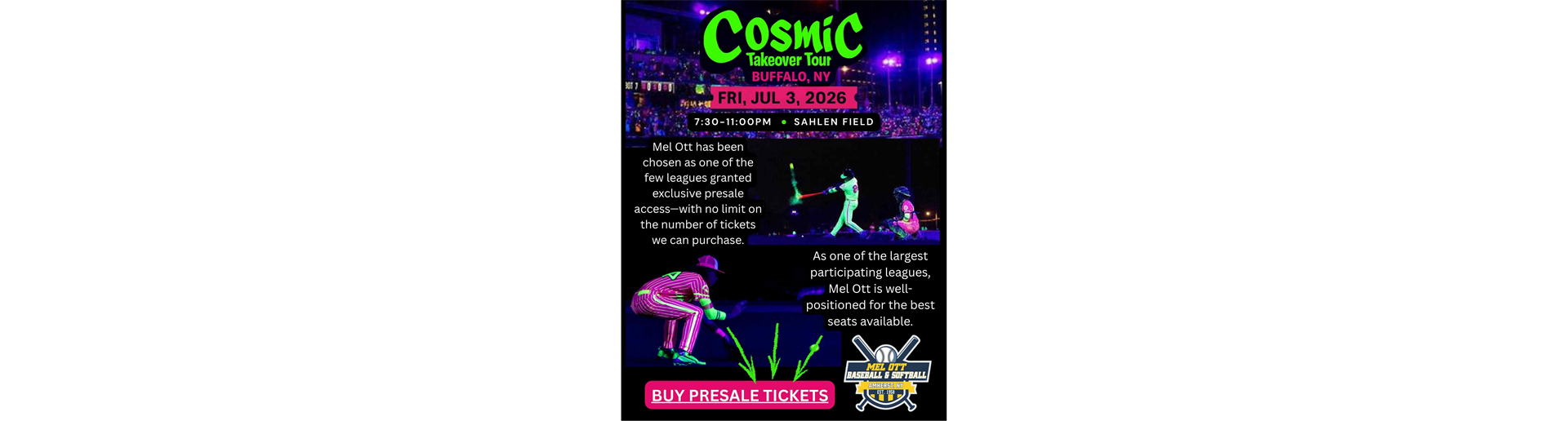COSMIC BASEBALL TICKETS